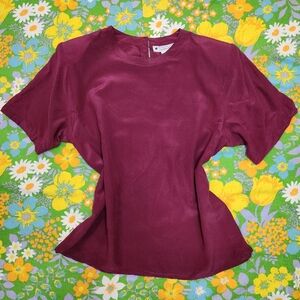Sophisticates by Jonathan Martin Vintage 90s Burgundy 100% Silk Blouse
